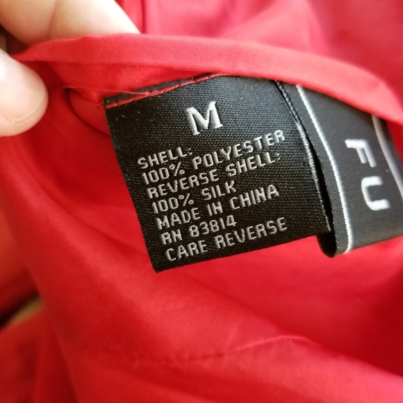 FUDA Vintage Reversable Silk Zip Up Hooded Red Jacket Sz M - Picture 12 of 13